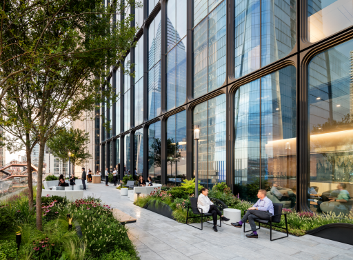 people on terrace at hudson yards office