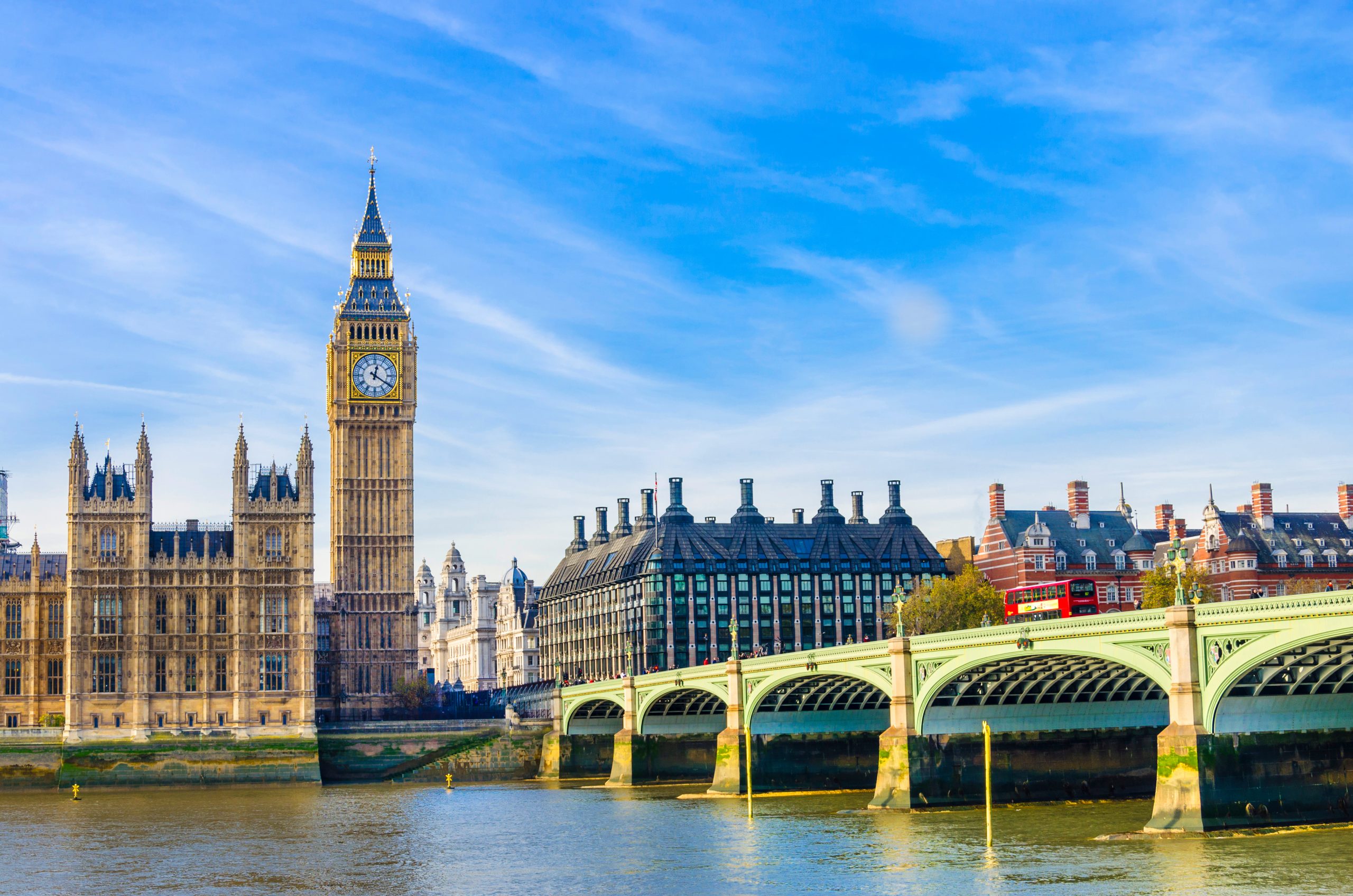 Westminster Bridge, Houses of Parliament and Thames river, UK