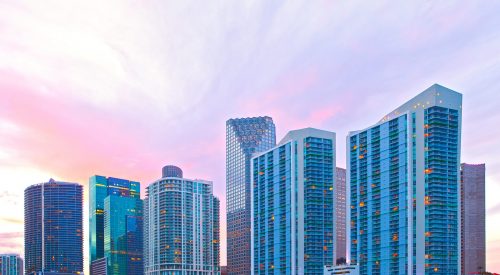 City of Miami Florida, night skyline