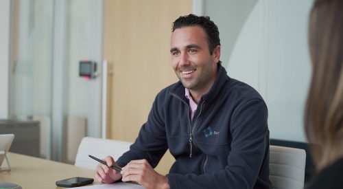 person listening in meeting
