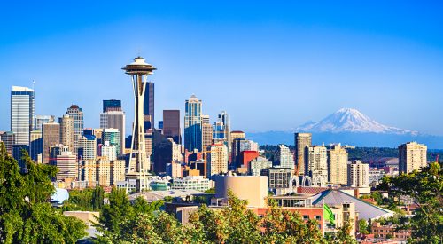 Seattle and Mount Rainier