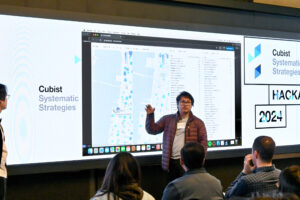 Student giving presentation